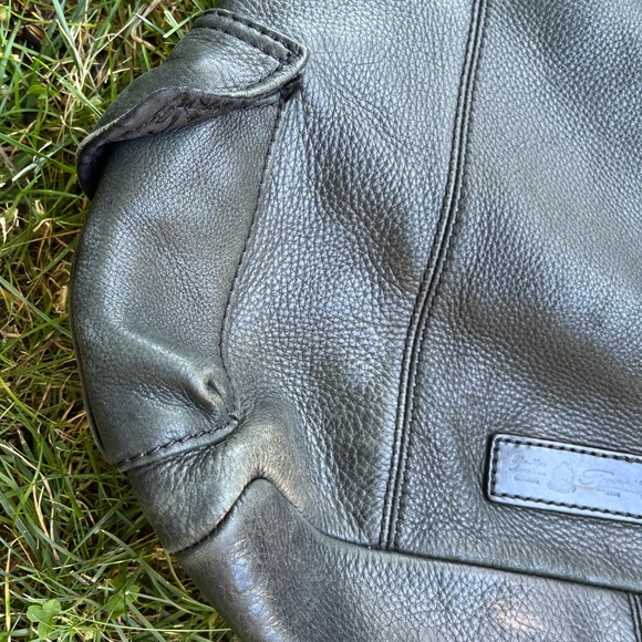 FOSSIL BLACK LEATHER SHOULDER BAG, side pockets , BOHO LOOK, - Picture 3 of 8